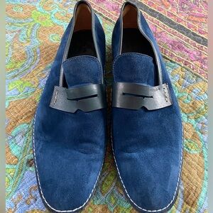 Men's Blue Suede Loafers